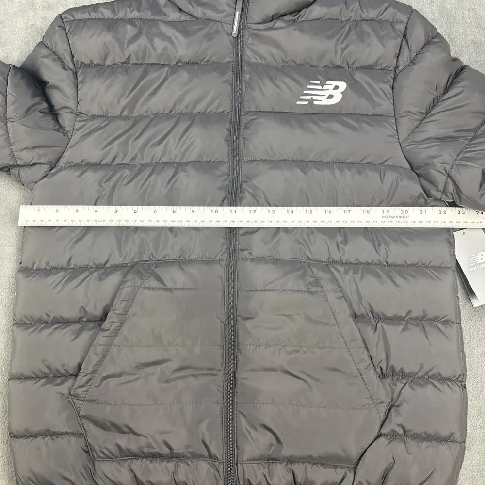 New Balance Men's Puffer Quilted Black Tech Jacket Water Resistant Size Medium